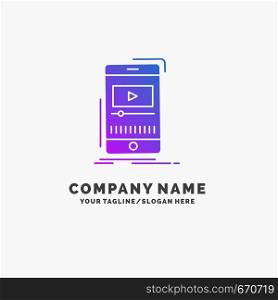 media, music, player, video, mobile Purple Business Logo Template. Place for Tagline.. Vector EPS10 Abstract Template background