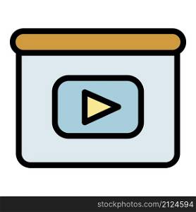 Media player icon. Outline media player vector icon color flat isolated. Media player icon color outline vector