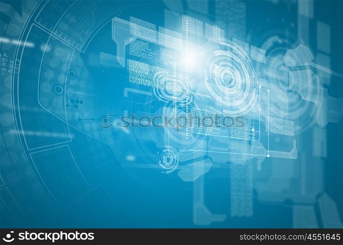 Media technologies. Background media image with icons. Innovations in technologies