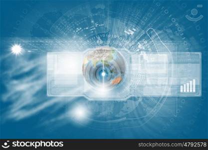 Media technologies. Background media image with icons. Innovations in technologies. Elements of this image are furnished by NASA