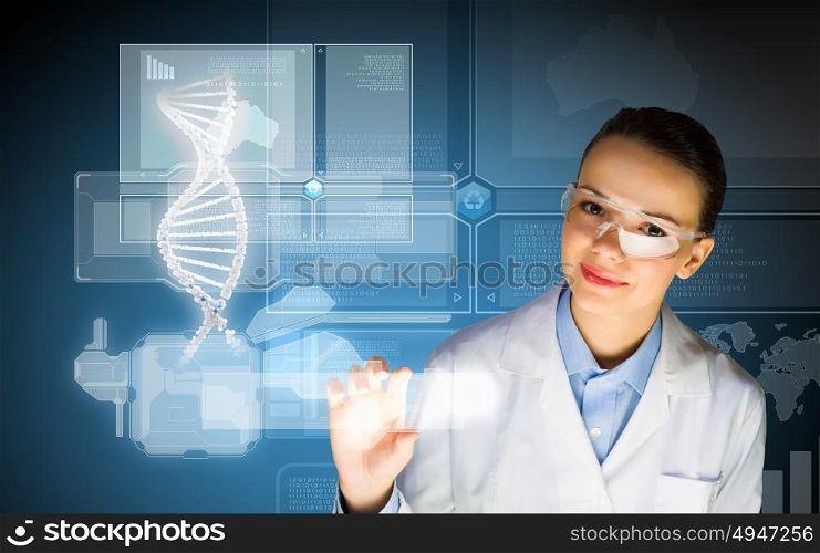 Media technologies. New technologies in medicine. Molecule of DNA