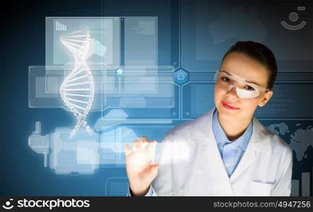 Media technologies. New technologies in medicine. Molecule of DNA