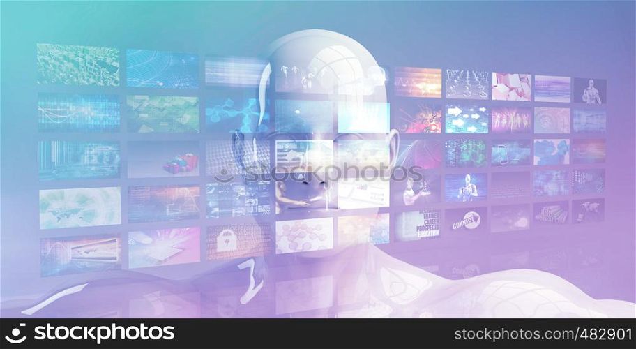 Media Technology and Digital Management of Content Concept. Media Technology