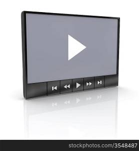 Media video player with reflection on white