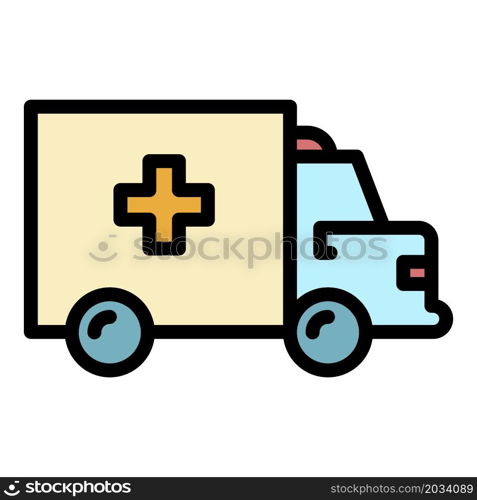 Medical ambulance icon. Outline medical ambulance vector icon color flat isolated. Medical ambulance icon color outline vector