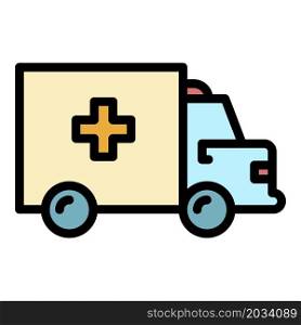 Medical ambulance icon. Outline medical ambulance vector icon color flat isolated. Medical ambulance icon color outline vector