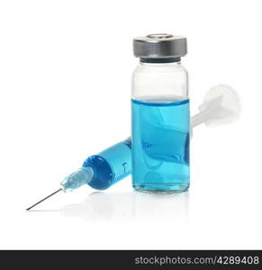 medical ampoule, vial, and syringe isolated on a white background