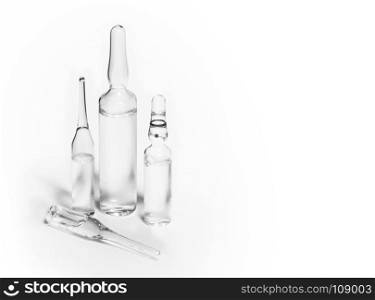 Medical ampoules isolated on white bacground