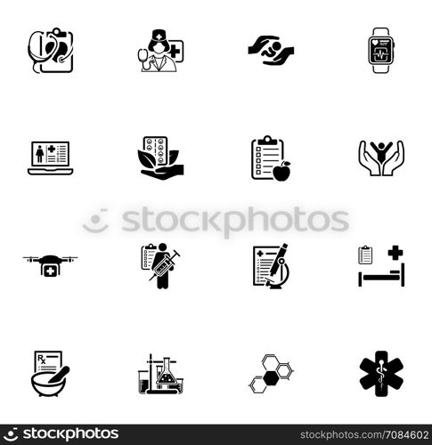 Medical and Health Care Icons Set. Flat Design.. Medical and Health Care Icons Set. Flat Design. Isolated Illustration.