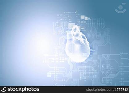 Medical background. Digital image of human heart. Background or wallpaper