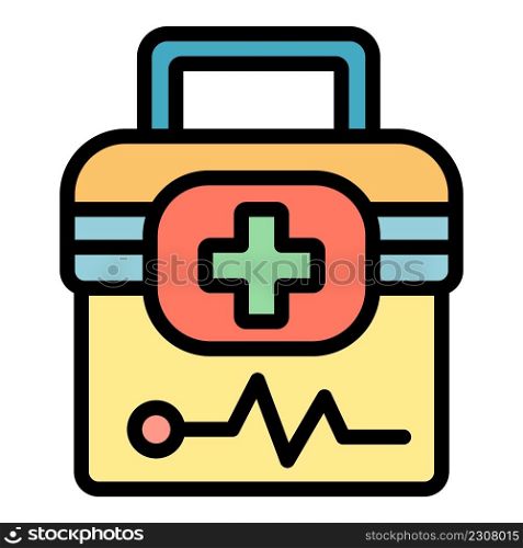 Medical bag icon. Outline medical bag vector icon color flat isolated. Medical bag icon color outline vector