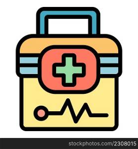 Medical bag icon. Outline medical bag vector icon color flat isolated. Medical bag icon color outline vector