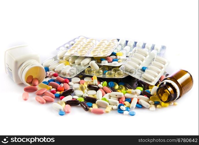 Medical bottles and pills.