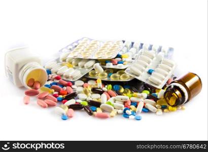 Medical bottles and pills.