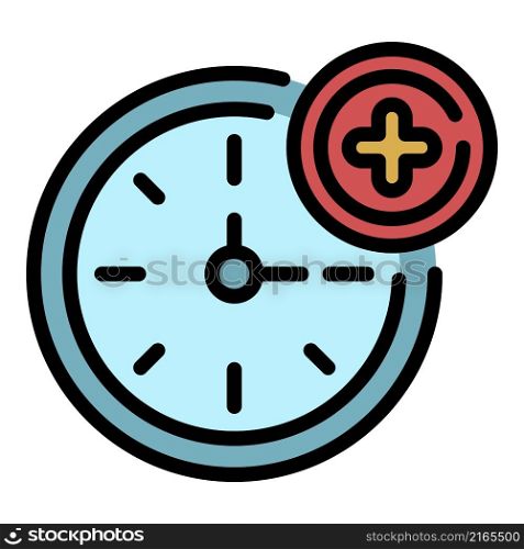 Medical clock icon. Outline medical clock vector icon color flat isolated. Medical clock icon color outline vector