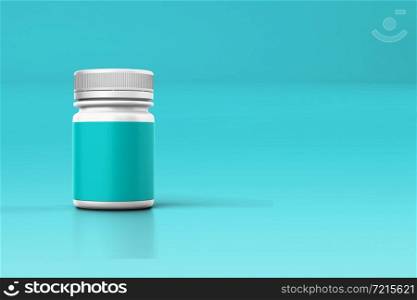 Medical container with blank label isolated on colored background.suitable for your element design on medical .3d rendering.