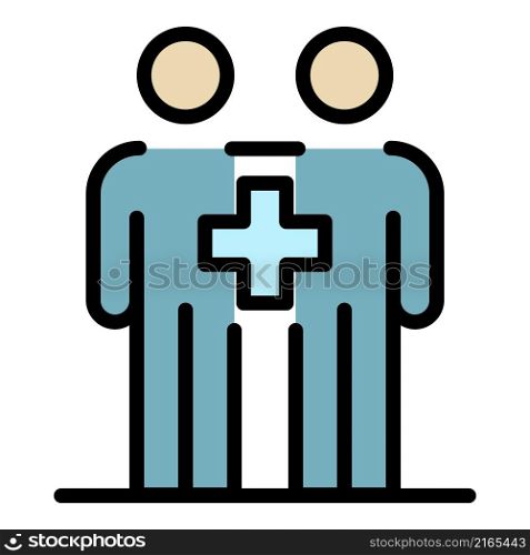 Medical couple insurance icon. Outline medical couple insurance vector icon color flat isolated. Medical couple insurance icon color outline vector