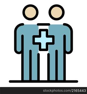 Medical couple insurance icon. Outline medical couple insurance vector icon color flat isolated. Medical couple insurance icon color outline vector