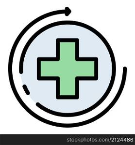 Medical cross and arrow icon. Outline medical cross and arrow vector icon color flat isolated. Medical cross and arrow icon color outline vector