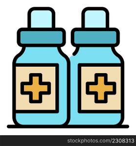 Medical disinfection bottles icon. Outline medical disinfection bottles vector icon color flat isolated. Medical disinfection bottles icon color outline vector