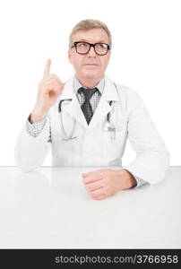 Medical doctor holding one hand above table - Concept and ideas