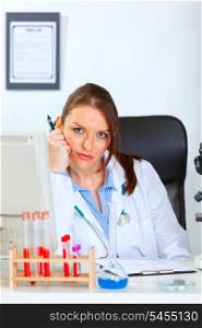 Medical doctor woman tired of her work at office&#xA;