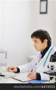 Medical doctor working at laboratory