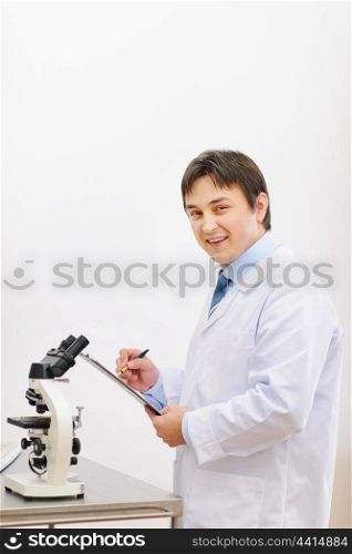 Medical doctor working in laboratory