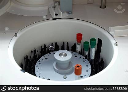 Medical facilities, tubes in a centrifuge.