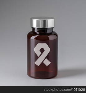 Medical icon on medicine bottle for global health care