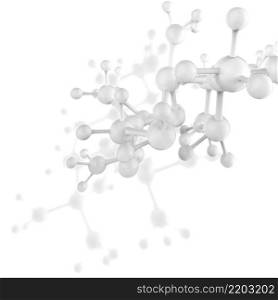 Medical innovation molecule 3d with black and white on white banner background.
