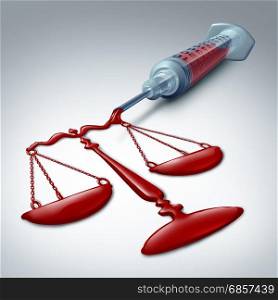 Medical law concept as a medicine symbol for malpractice or patient rights and a symbol for a hospital lawyer as a 3D illustration.
