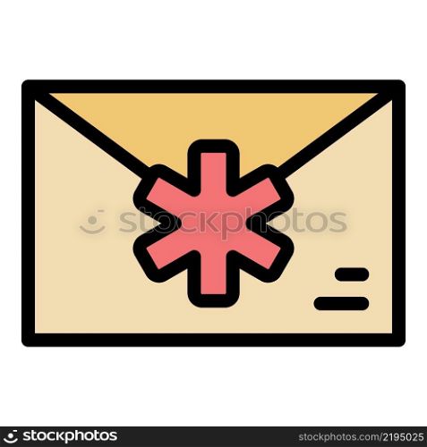 Medical letter icon. Outline medical letter vector icon color flat isolated. Medical letter icon color outline vector