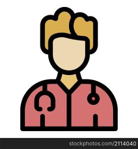 Medical man icon. Outline medical man vector icon color flat isolated. Medical man icon color outline vector