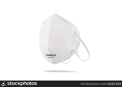 Medical mask N95 for protection corona virus and pm 2.5 with rubber ear straps to cover the mouth and nose isolated on white background