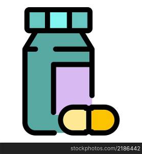 Medical pill jar icon. Outline medical pill jar vector icon color flat isolated. Medical pill jar icon color outline vector