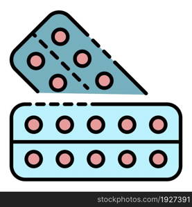 Medical pills icon. Outline medical pills vector icon color flat isolated. Medical pills icon color outline vector