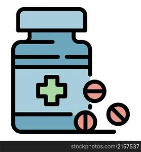 Medical pills icon. Outline medical pills vector icon color flat isolated. Medical pills icon color outline vector