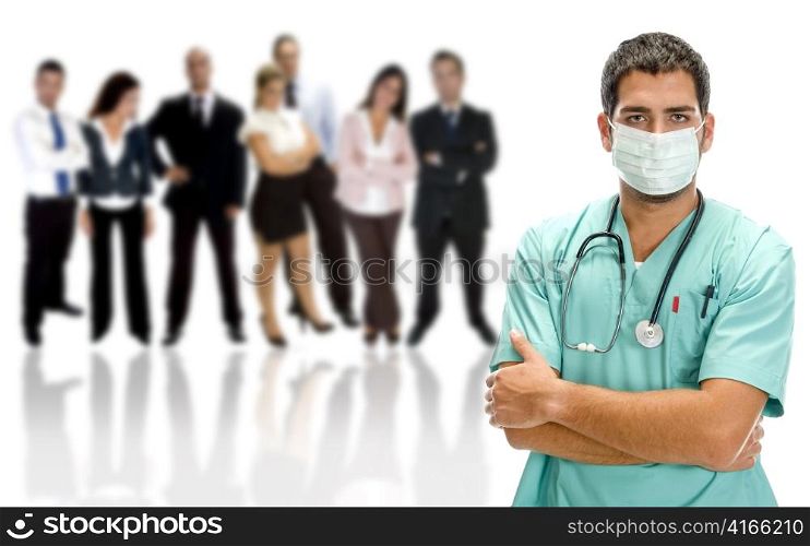 medical professionals on an isolated white background