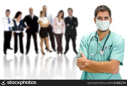 medical professionals on an isolated white background