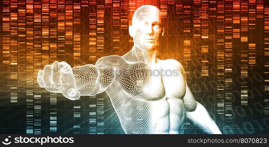 Medical Research in Genetics and DNA Science as Concept. Futuristic Abstract