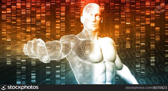Medical Research in Genetics and DNA Science as Concept. Futuristic Abstract