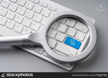 Medical retro keyboard with magnifying glass