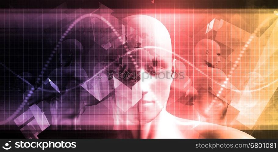 Medical Science with Face of a Man Being Scanned. Medical Science