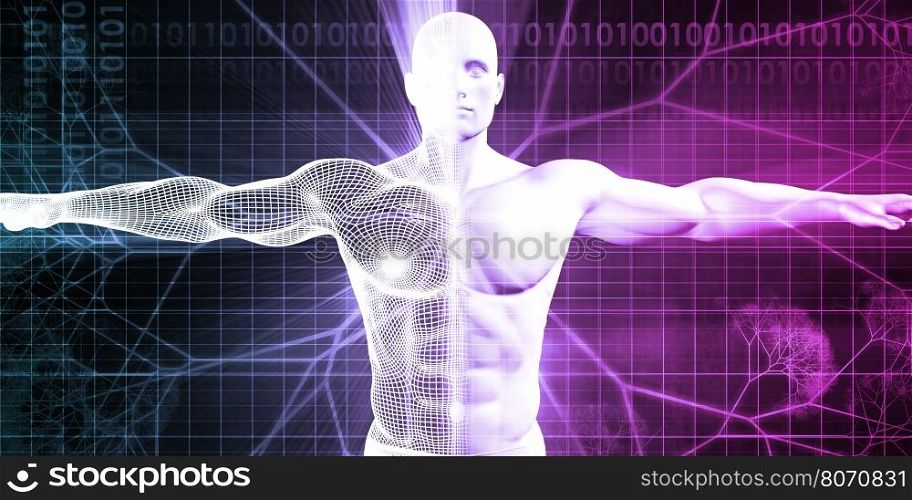 Medical Science with Human Body and Open Arms for Scan. Business Concept for Success