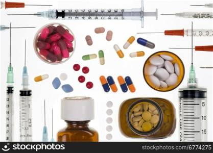 Medical - selection of prescription drugs, syringes and hypodermic needles