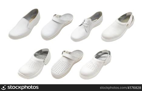 Medical slippers sets isolated on white background