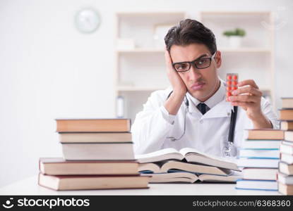 Medical student preparing for university exams