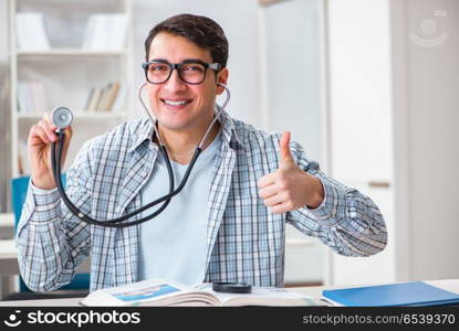 Medical student sitting at the lecture in university