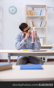 Medical student studying in classroom